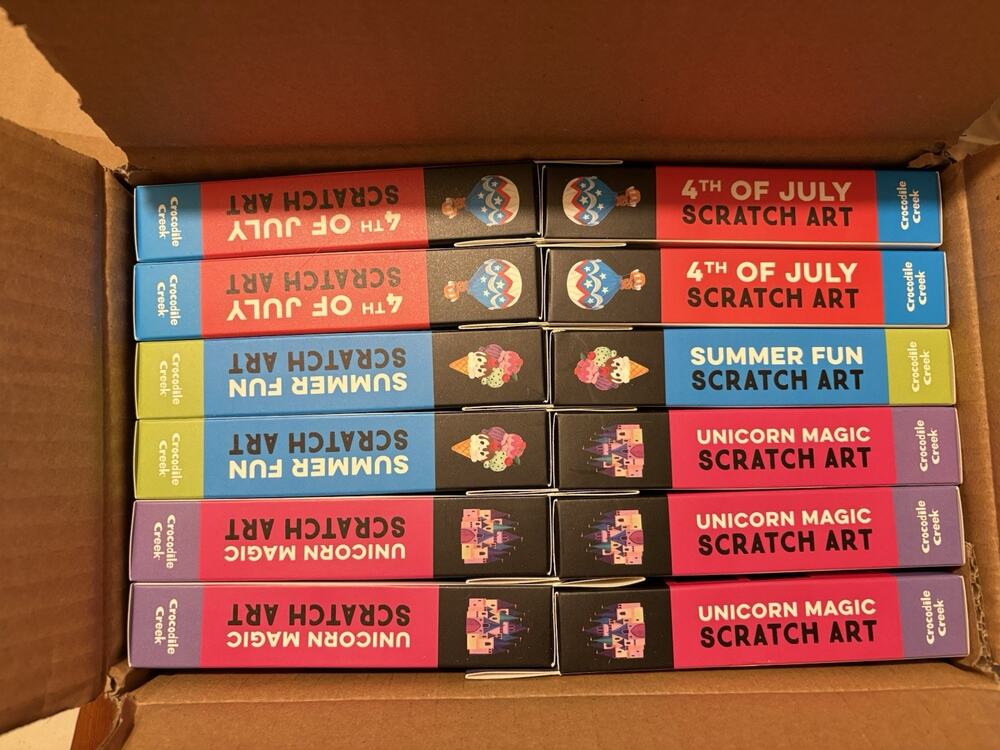 Crocodile Creek Scratch Art Case of 12 Unicorn Summer Fun 4th of July NEW